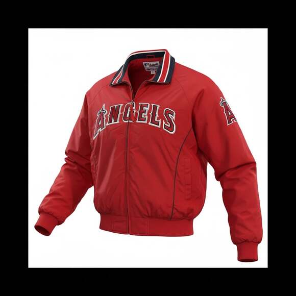 Vintage 2000s Anaheim Angels MLB Majestic Dugout Jacket with USA Flag Patch